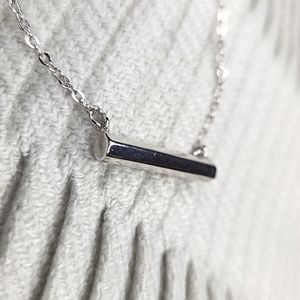 5 for $25! Stella Valle Silver Tone Hexagon Bar Necklace